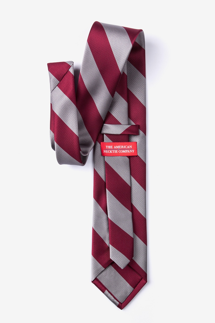 Burgundy & Gray Striped Extra Long Tie | Casual Necktie 