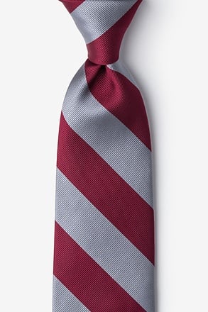 Burgundy & Gray Stripe Extra Long Tie