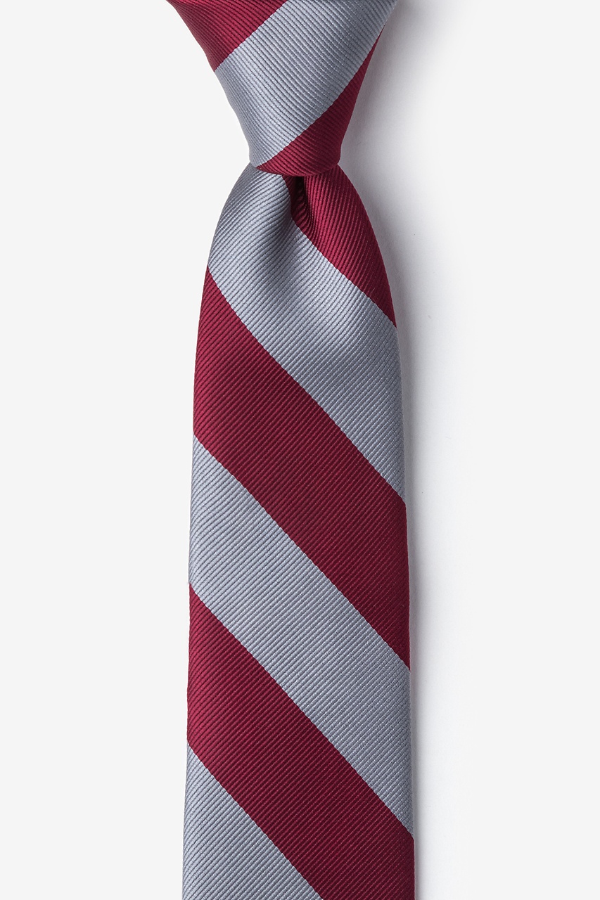 Burgundy & Gray Stripe Tie For Boys Photo (0)