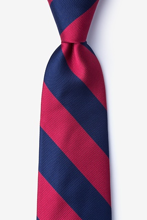 Burgundy & Navy Stripe Extra Long Tie