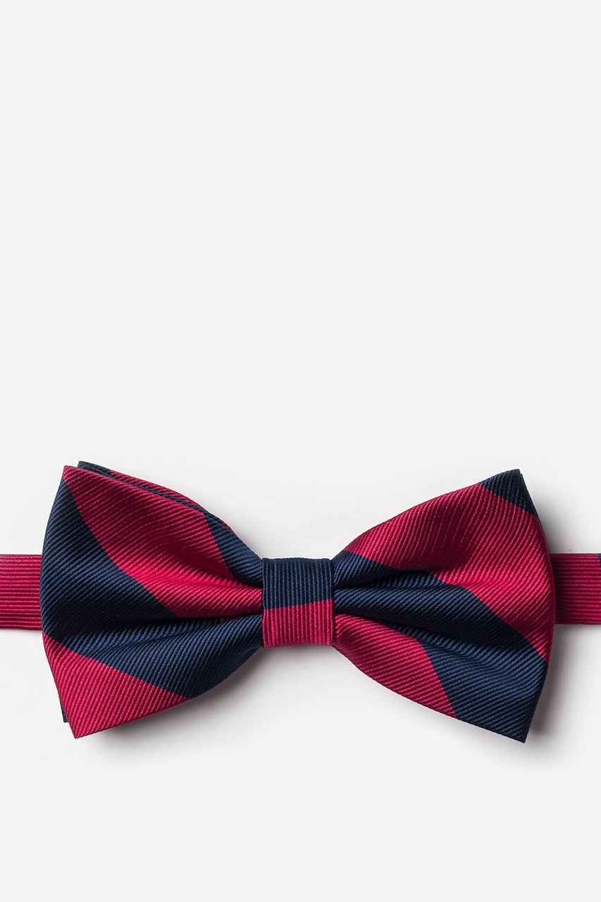 Burgundy & Navy Stripe Pre-Tied Bow Tie Photo (0)