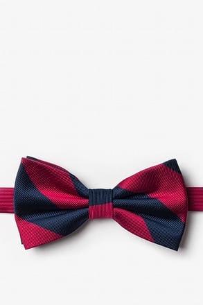 Burgundy & Navy Stripe Pre-Tied Bow Tie