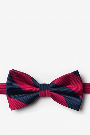 Burgundy & Navy Stripe Pre-Tied Bow Tie