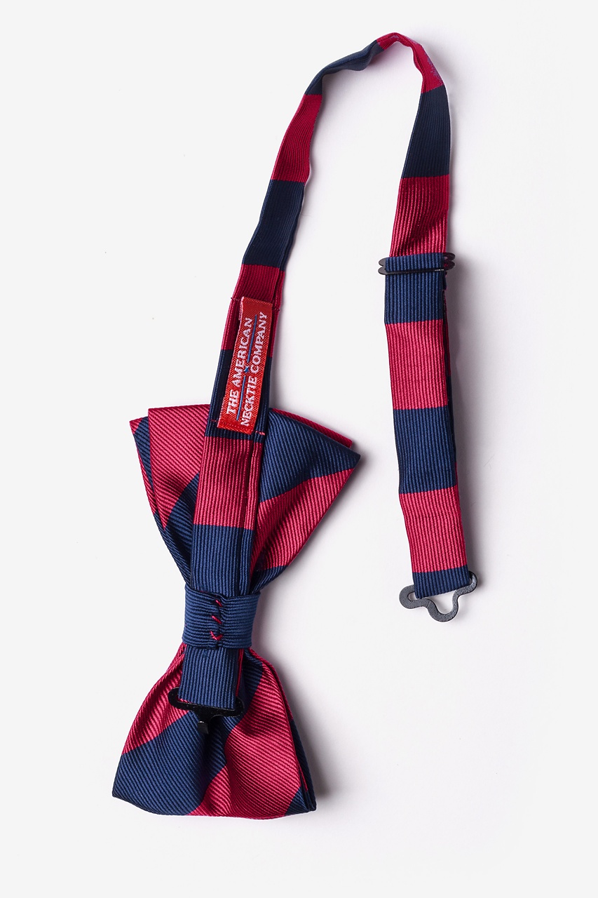 Burgundy & Navy Stripe Pre-Tied Bow Tie Photo (1)
