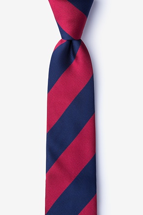 _Burgundy & Navy Stripe Skinny Tie_