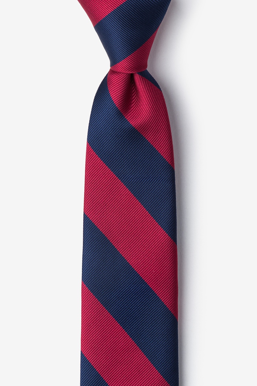 Burgundy & Navy Stripe Tie For Boys Photo (0)