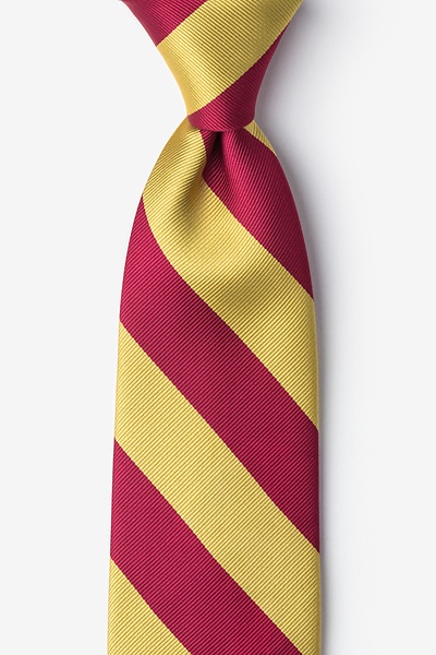 Burgundy Microfiber Burgundy & Gold Stripe Tie