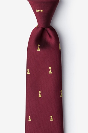 Checkmate Burgundy Extra Long Tie