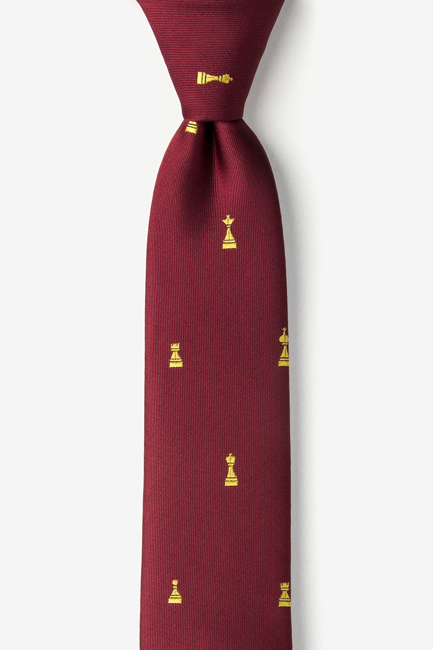 Checkmate Burgundy Skinny Tie Photo (0)