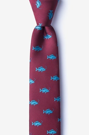 Fish Burgundy Skinny Tie