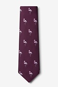 Flamingos Burgundy Extra Long Tie Photo (1)