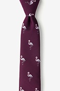 Flamingos Burgundy Skinny Tie Photo (0)