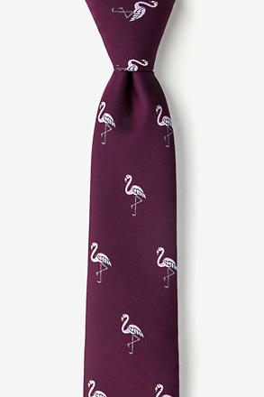 Flamingos Burgundy Skinny Tie