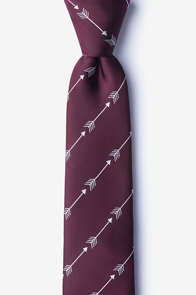 Burgundy Microfiber Flying Arrows Skinny Tie