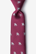 French Bulldog Burgundy Extra Long Tie Photo (0)