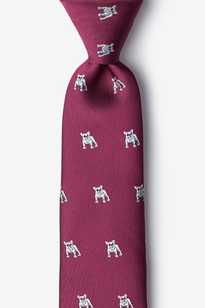 _French Bulldog Burgundy Extra Long Tie_