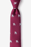 French Bulldog Burgundy Skinny Tie Photo (0)