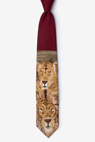 Burgundy Microfiber Lions Tie