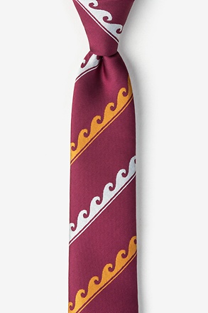 Ocean Waves Burgundy Skinny Tie