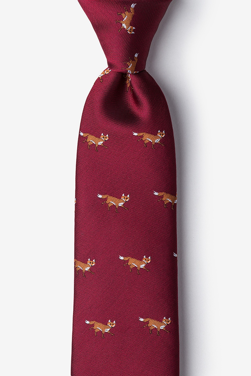 Prowling Foxes Burgundy Tie Photo (0)