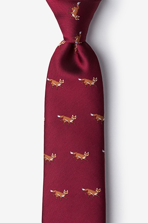 _Prowling Foxes Burgundy Tie_