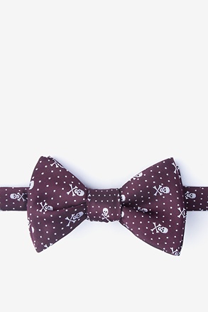 _Skull and Polka Dot Burgundy Self-Tie Bow Tie_