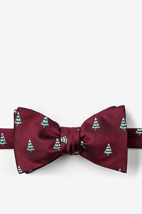"Snowed Under" Burgundy Self-Tie Bow Tie