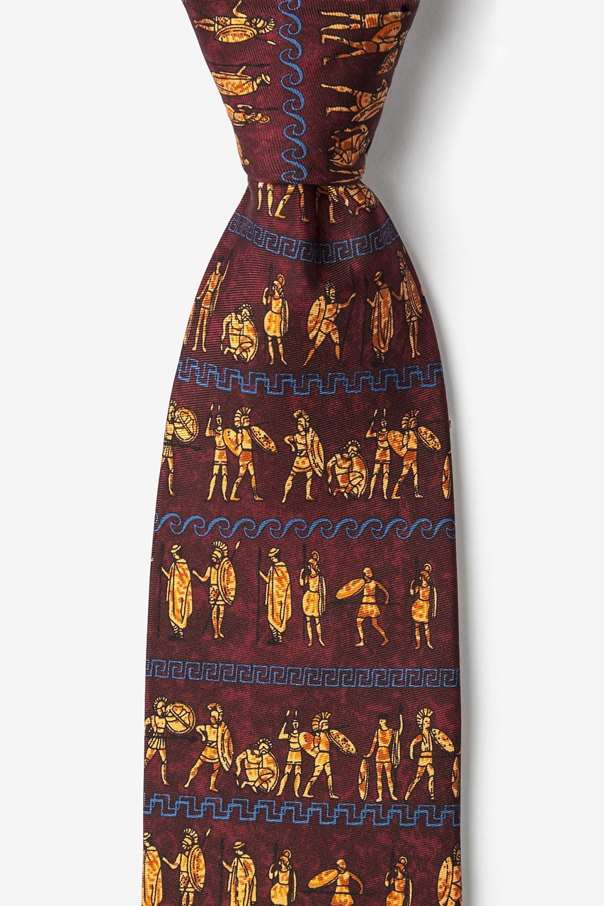 Ancient Greek Warriors Burgundy Tie Photo (0)