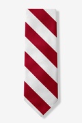 Burgundy and White Stripe Extra Long Tie Photo (0)