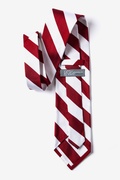 Burgundy and White Stripe Extra Long Tie Photo (1)
