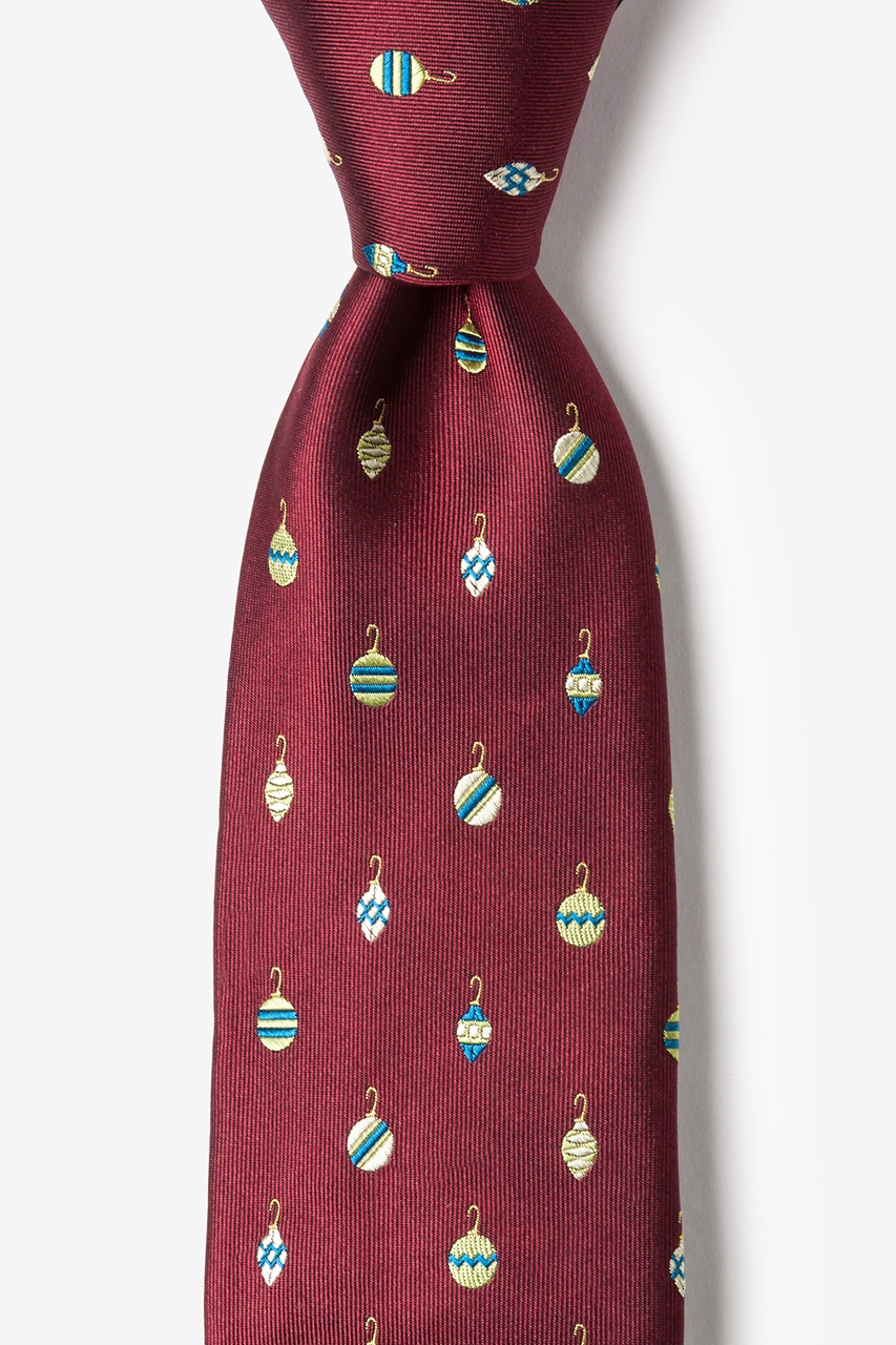 Xmas Decorations Burgundy Silk Tie Holiday Neckties
