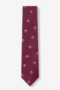 Fleur De Lis Burgundy Skinny Tie Photo (0)