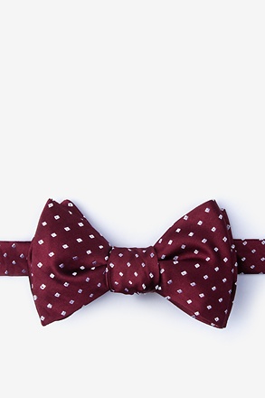 Burgundy Red with small polka dots bow tie