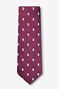 Snowman Print Burgundy Extra Long Tie Photo (1)