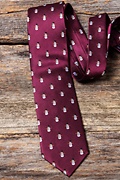 Snowman Print Burgundy Extra Long Tie Photo (3)