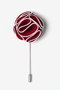 Burgundy Piped Flower Lapel Pin Photo (0)