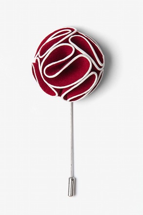 _Burgundy Piped Flower Lapel Pin_