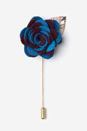 Two-toned Flower Gold Leaf Burgundy Lapel Pin