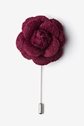 Burgundy Wool Felt Rose Lapel Pin Photo (0)