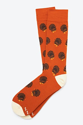 _Gobble Gobble Turkey Burnt Orange Medium-Large Sock_