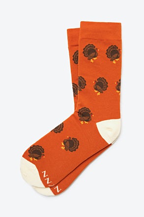 _Gobble Gobble Turkey Burnt Orange Women's Sock_