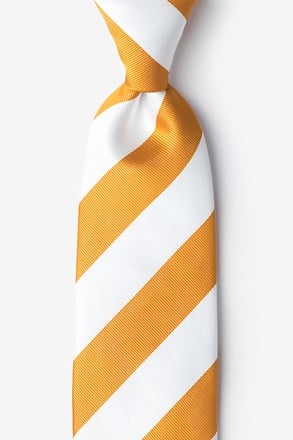 _Burnt Orange & White Stripe Extra Long Tie_