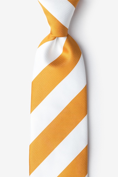 Burnt Orange Microfiber Burnt Orange & White Stripe Extra Long Tie