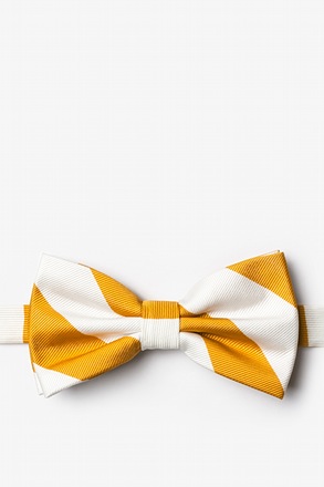 _Burnt Orange & White Stripe Pre-Tied Bow Tie_