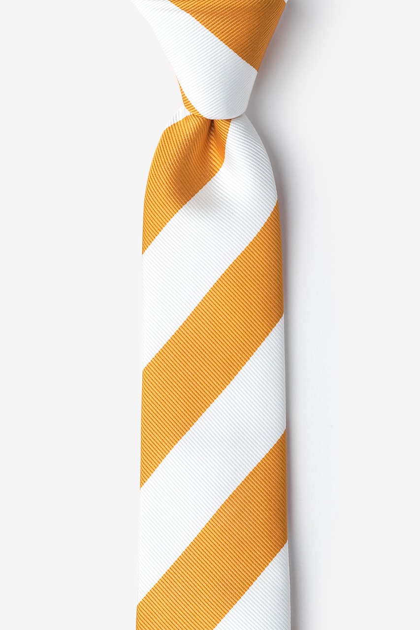 Burnt Orange & White Stripe Skinny Tie Photo (0)