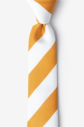 _Burnt Orange & White Stripe Skinny Tie_