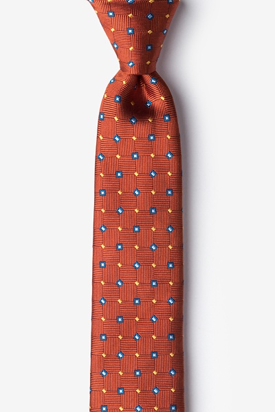 Burnt Orange Silk Hoste Skinny Tie