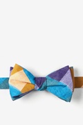 Tailor Check Caribbean Blue Self-Tie Bow Tie Photo (0)