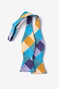 Tailor Check Caribbean Blue Self-Tie Bow Tie Photo (1)