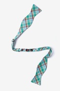 Barrette Plaid Celadon Self-Tie Bow Tie Photo (1)